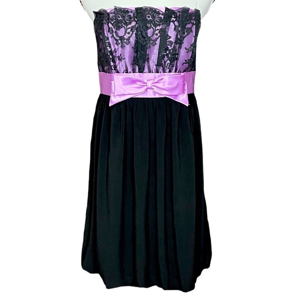 Y2K Gunne Sax By Jessica McClintock Black and Purple Lace Semi Formal Dress 9